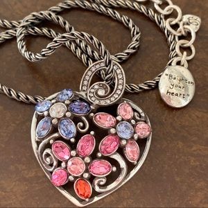 Rhinestone Floral Heart Brighton Necklace